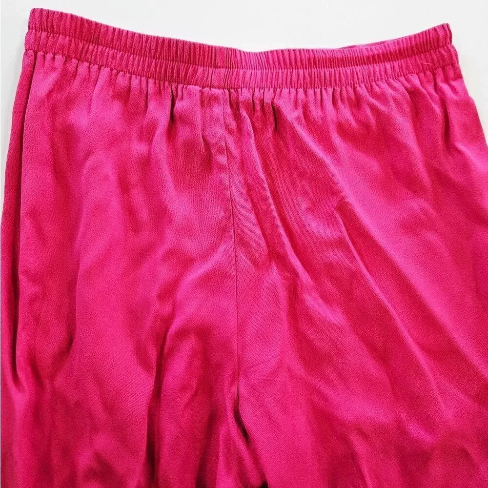 Vintage Forenza 80s Retro Fuchsia Satin Oversized Duster Yoked Waist Pant Set 10
